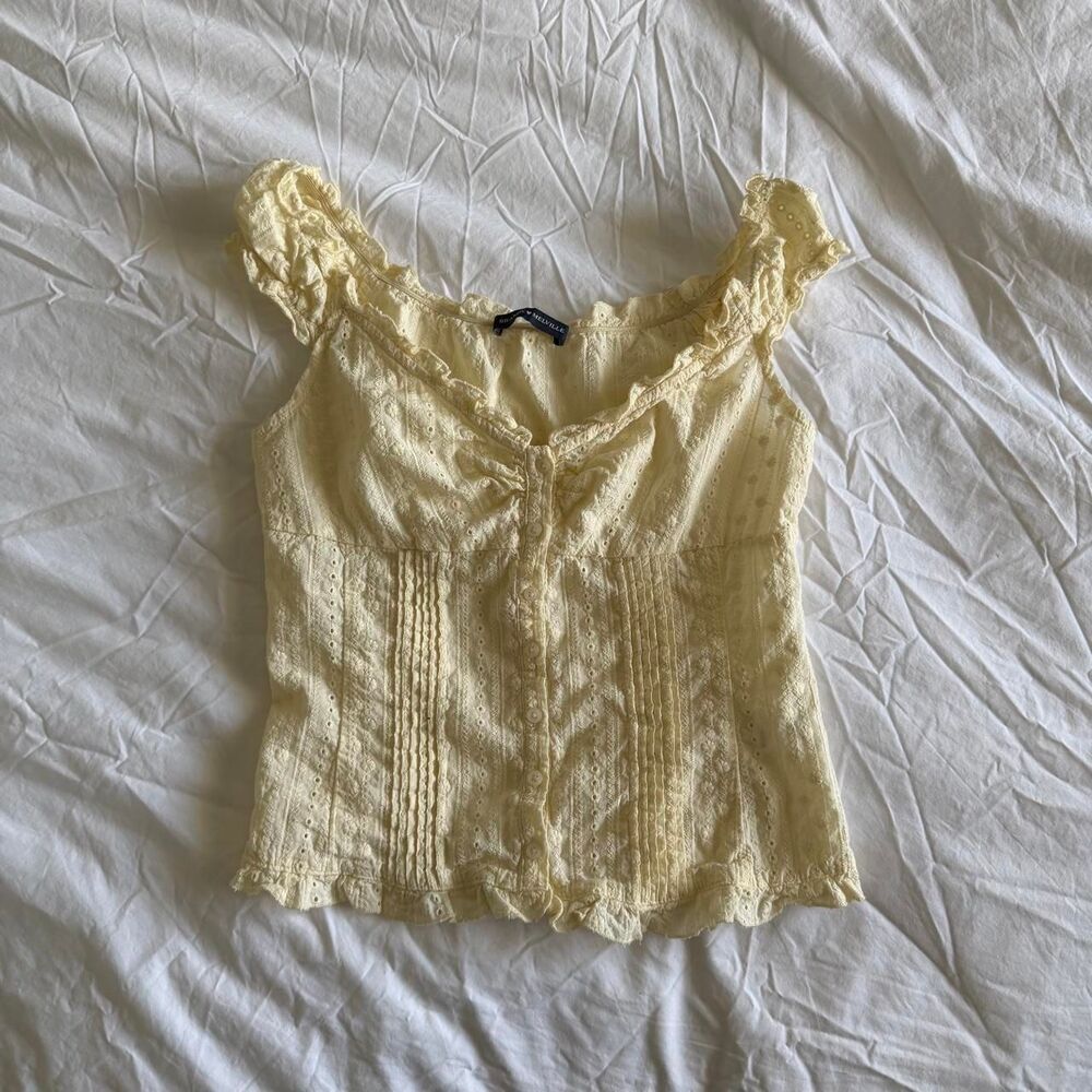 Brandy-melville Women's Cream and Yellow Vest